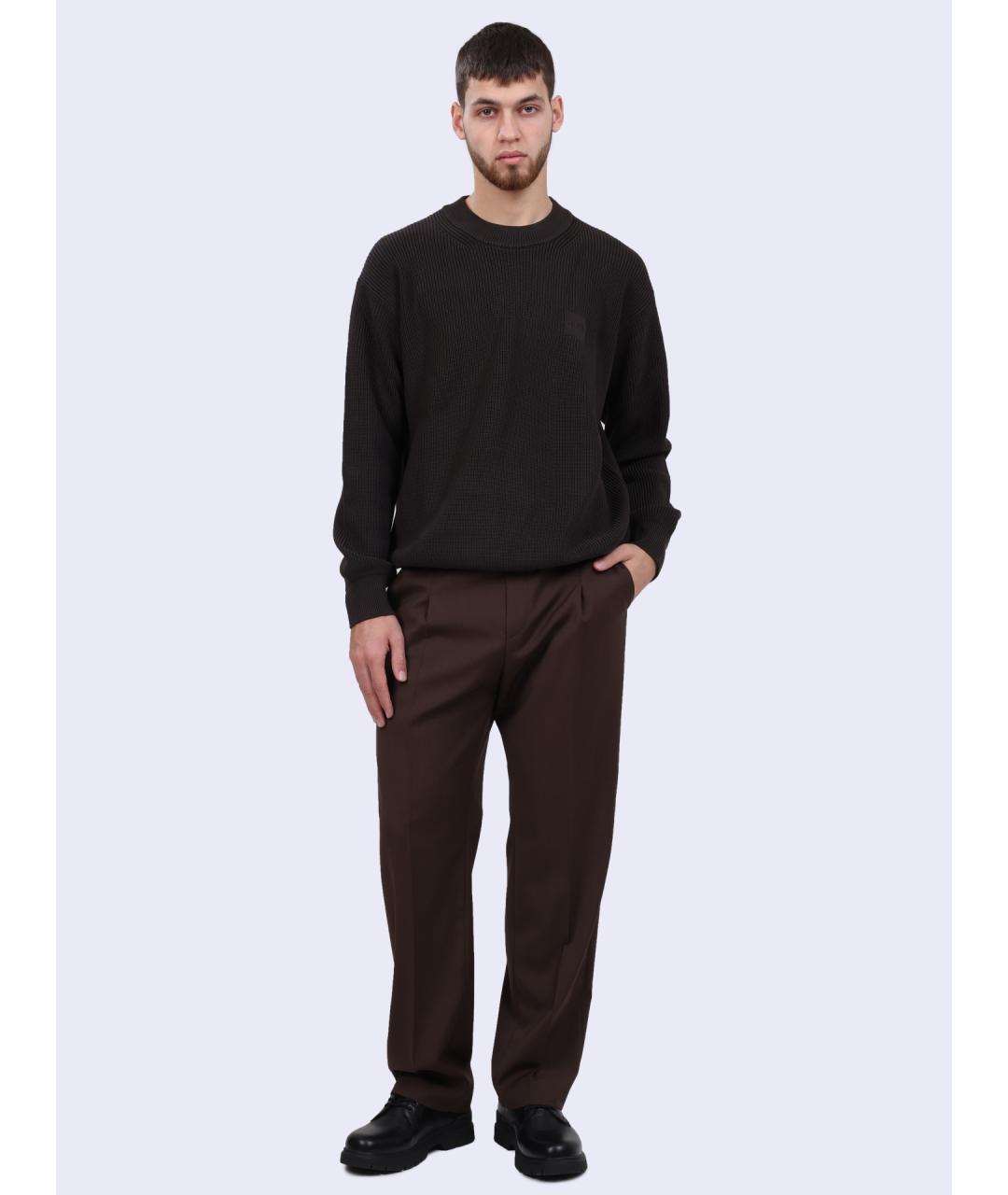 HUGO BOSS Коричневый хлопковый джемпер / свитер, фото 2