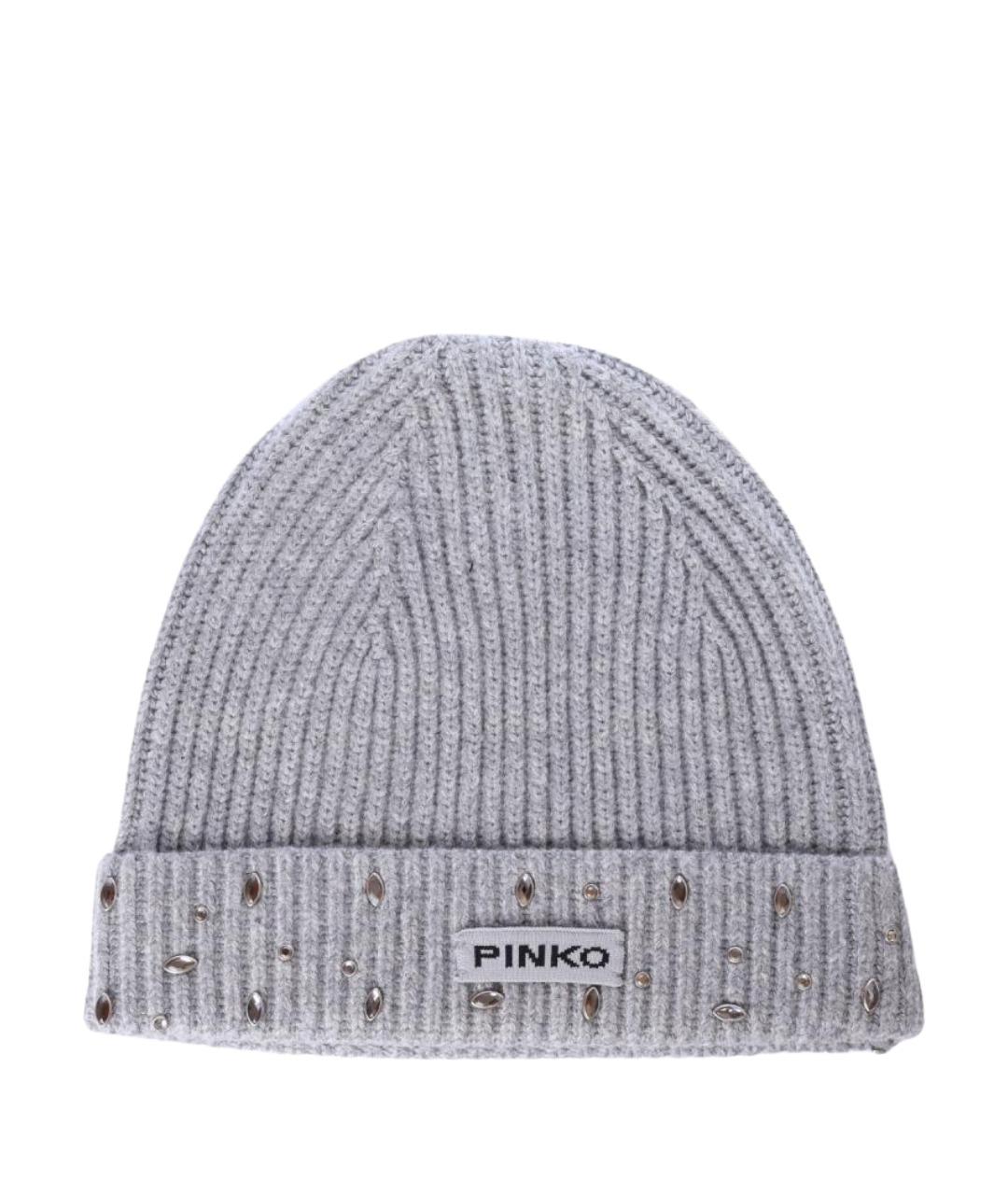 PINKO Серая синтетическая шапка, фото 1