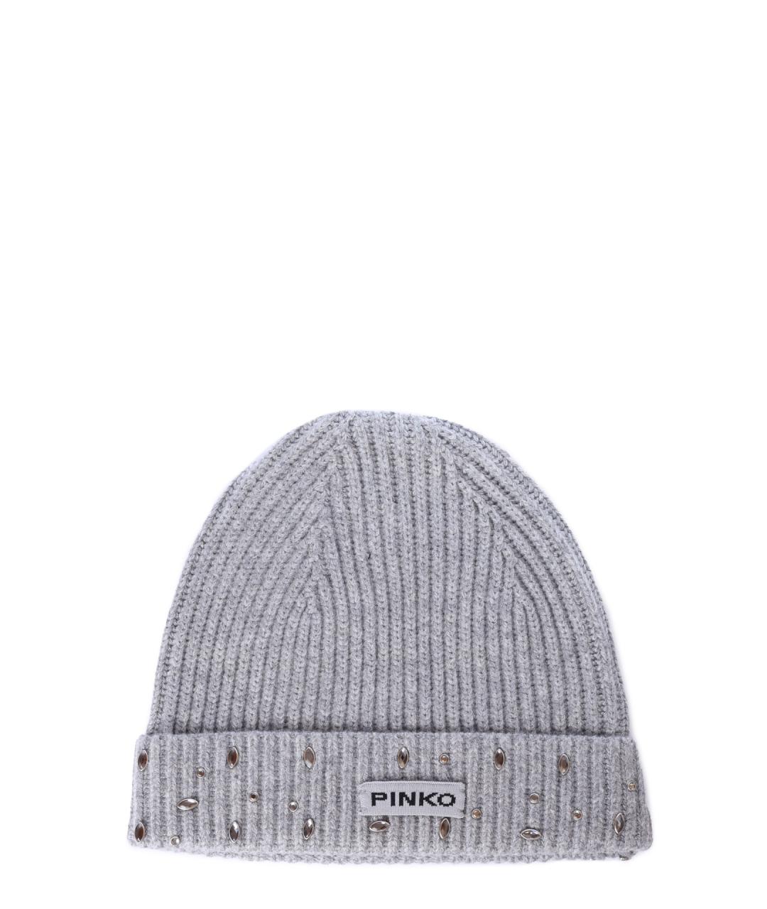 PINKO Серая синтетическая шапка, фото 4
