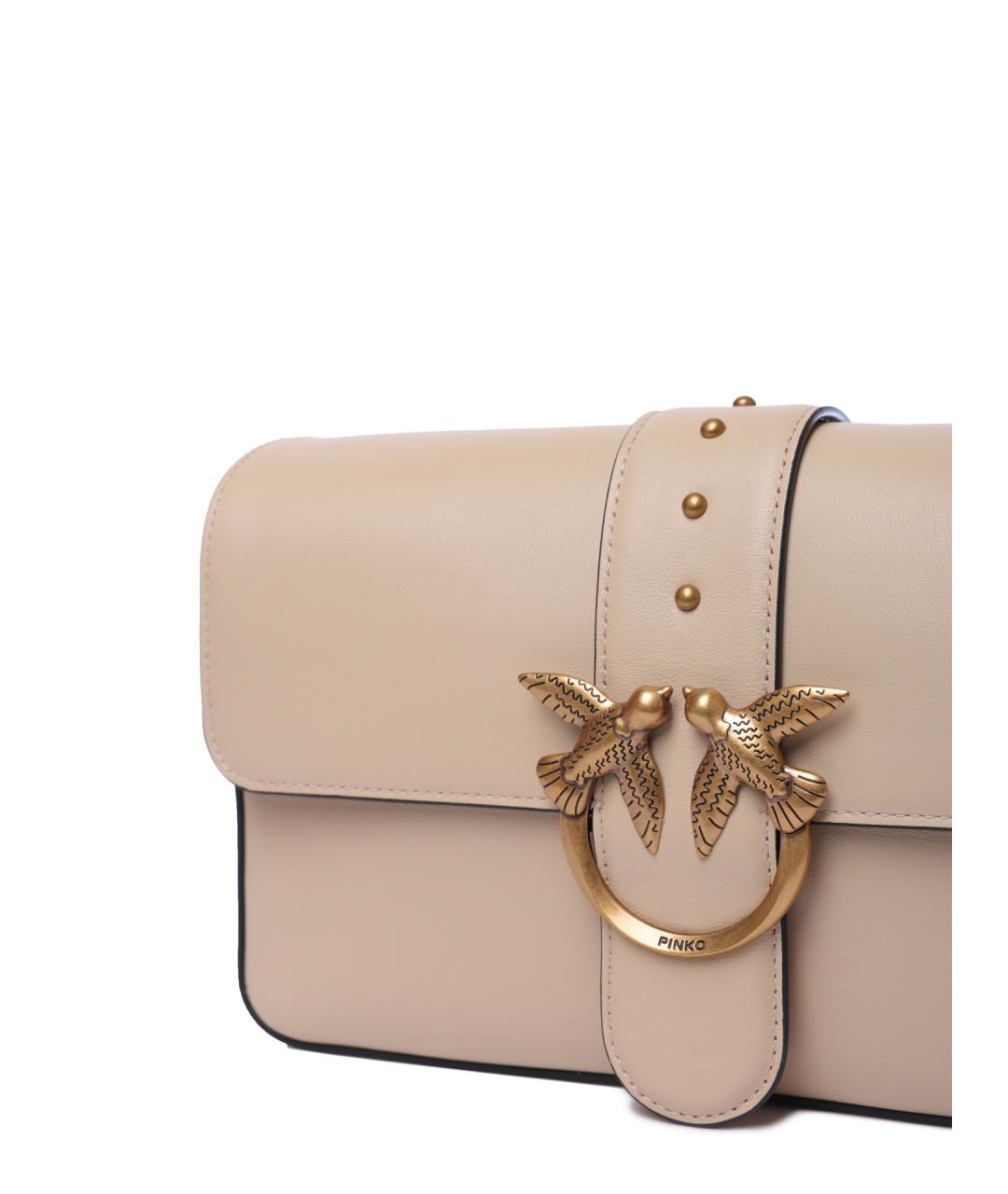 PINKO Бежевая кожаная сумка через плечо, фото 4