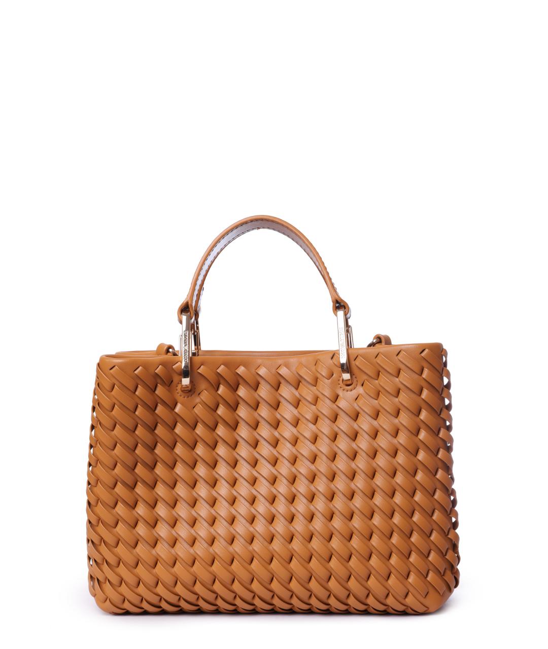 EMPORIO ARMANI Коричневая кожаная сумка тоут, фото 6