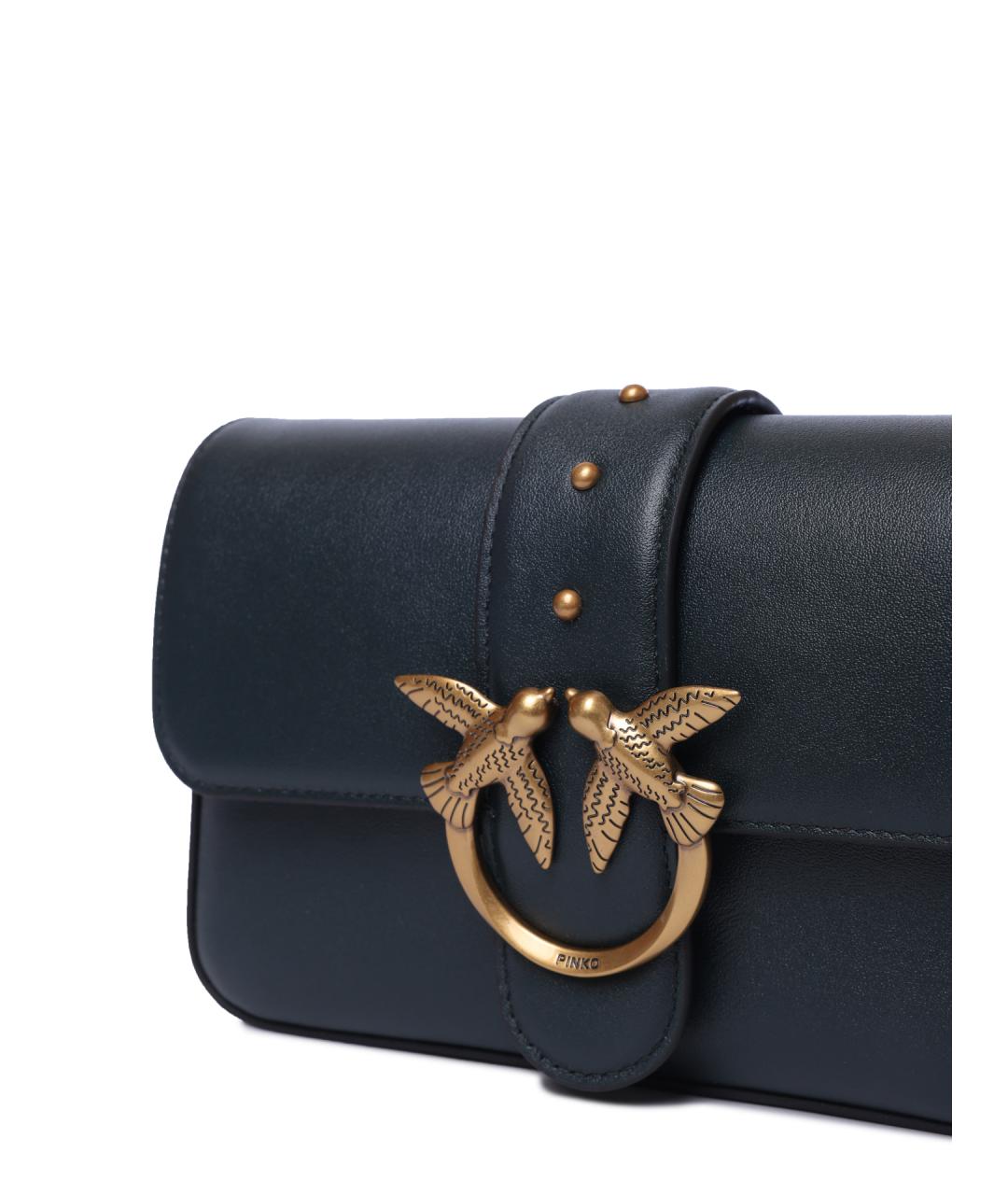 PINKO Темно-синяя кожаная сумка через плечо, фото 5