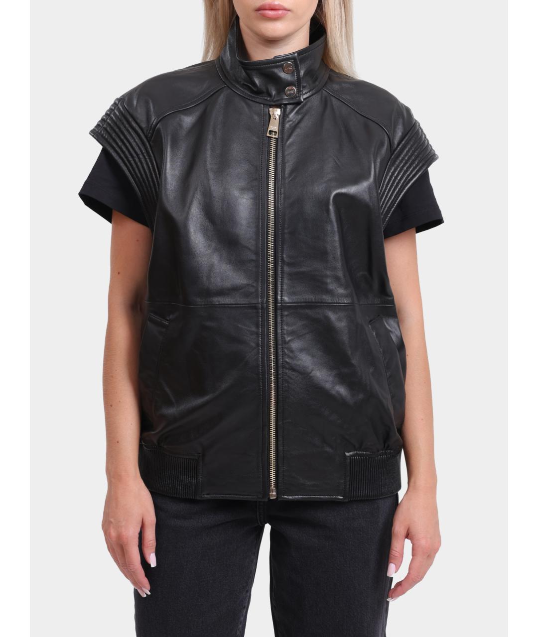 LIU JO Черный кожаный жилет, фото 6