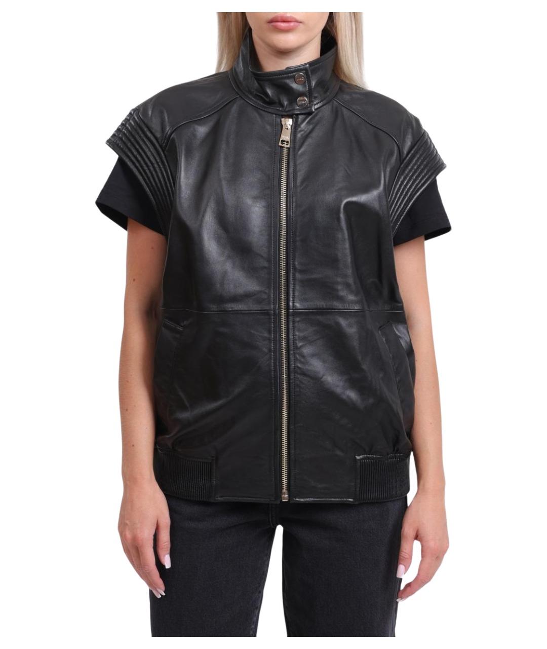 LIU JO Черный кожаный жилет, фото 1