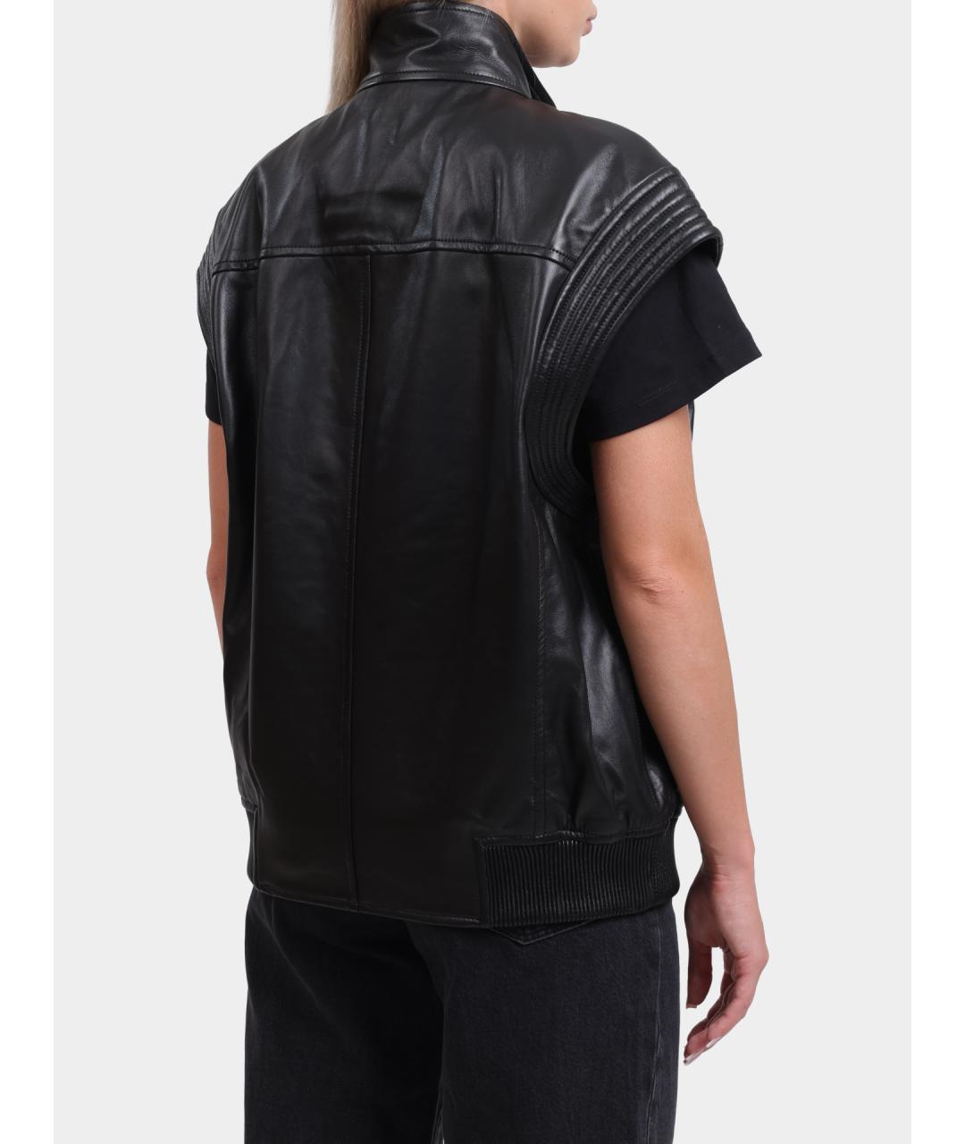 LIU JO Черный кожаный жилет, фото 5