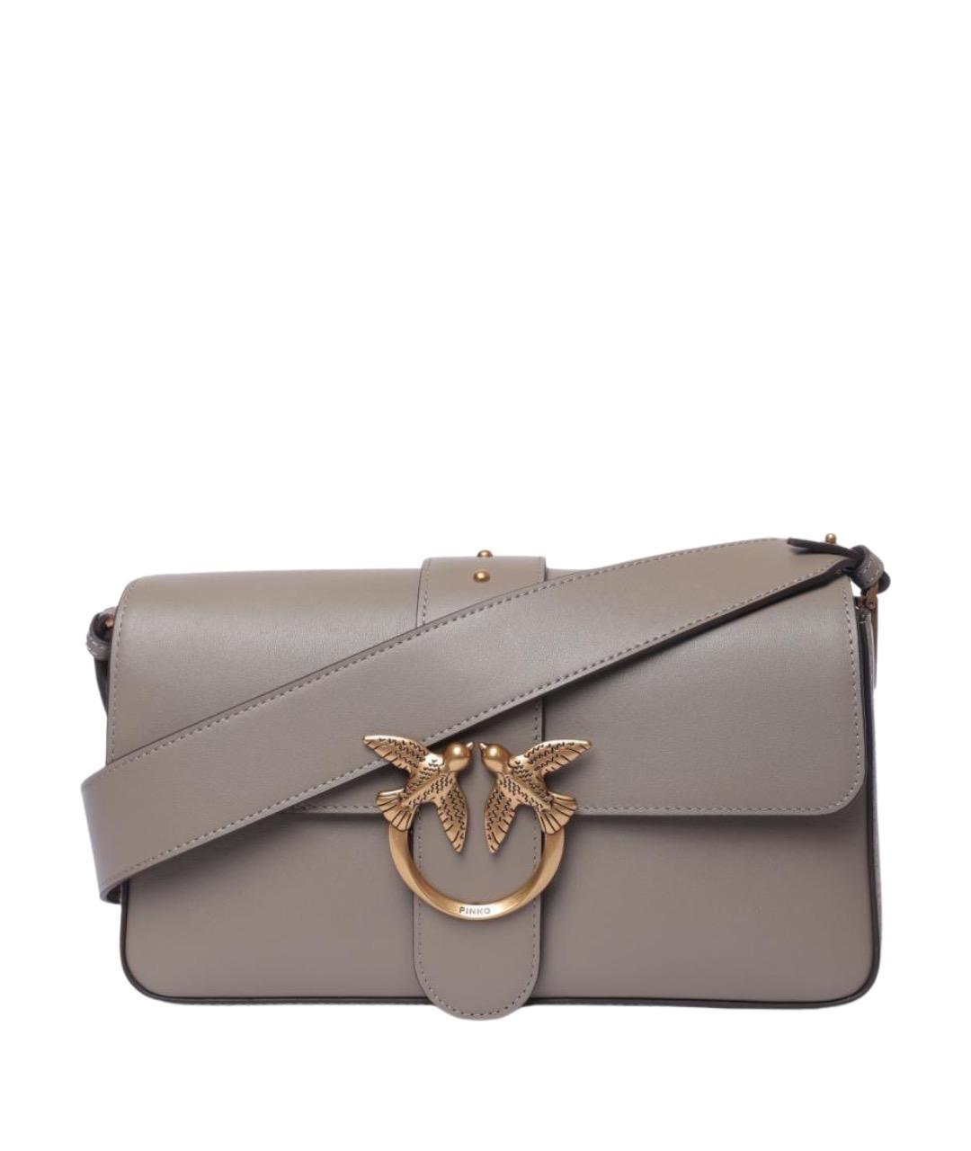 PINKO Серая кожаная сумка через плечо, фото 1