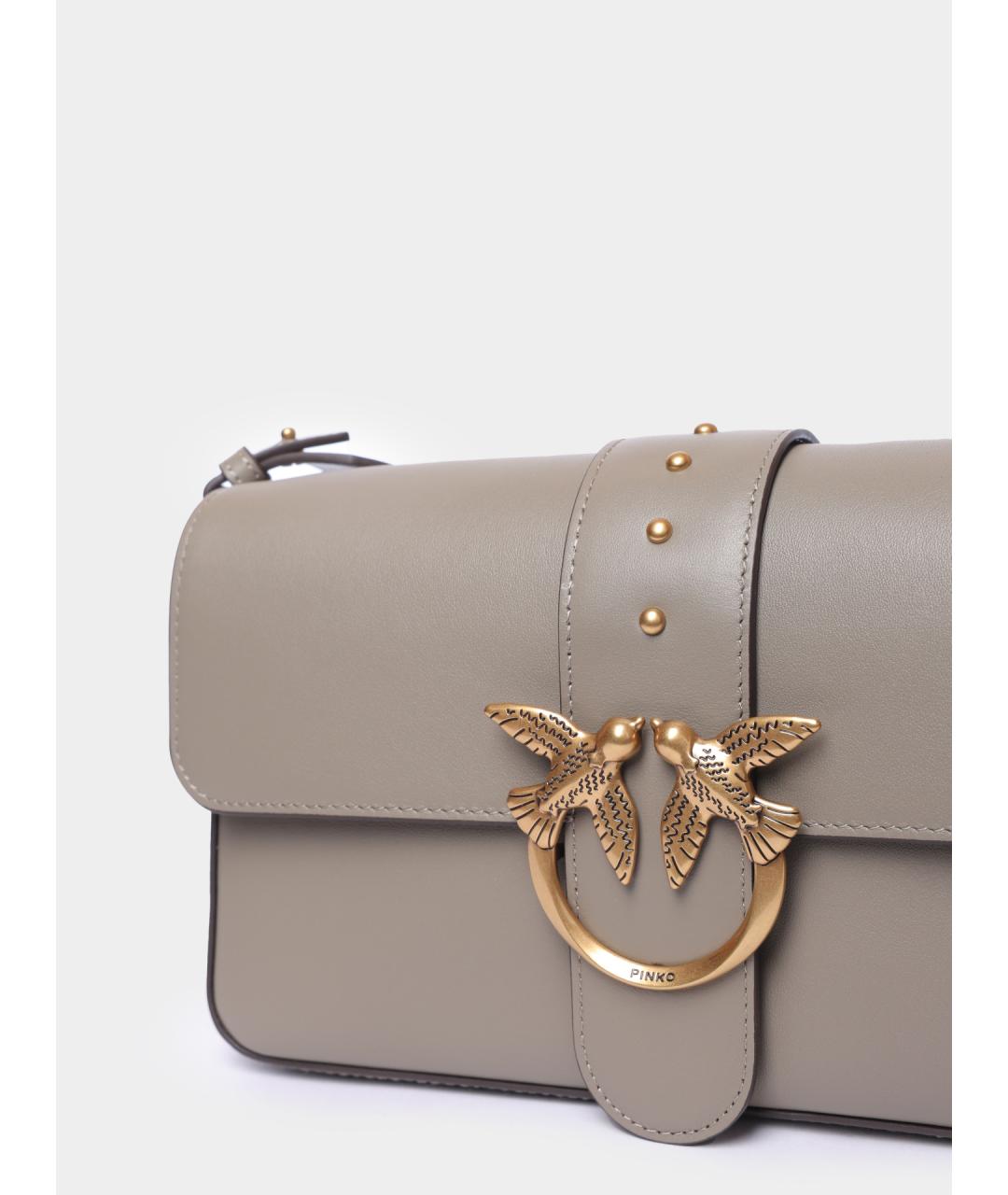 PINKO Серая кожаная сумка через плечо, фото 4
