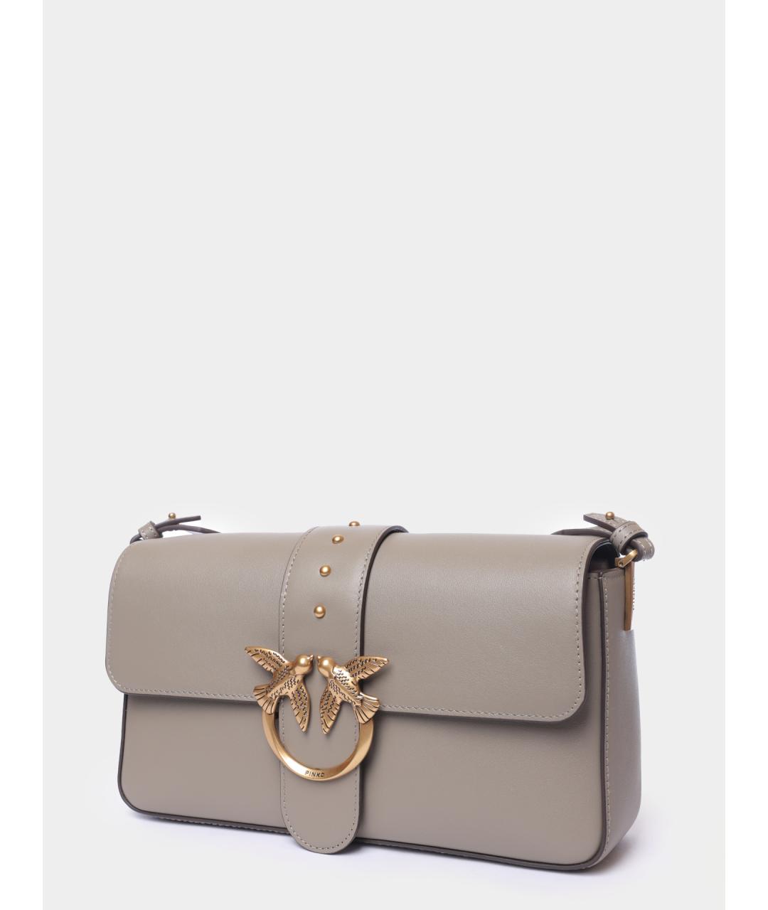 PINKO Серая кожаная сумка через плечо, фото 3