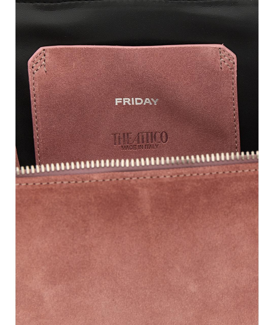 THE ATTICO Розовая замшевая сумка с короткими ручками, фото 3