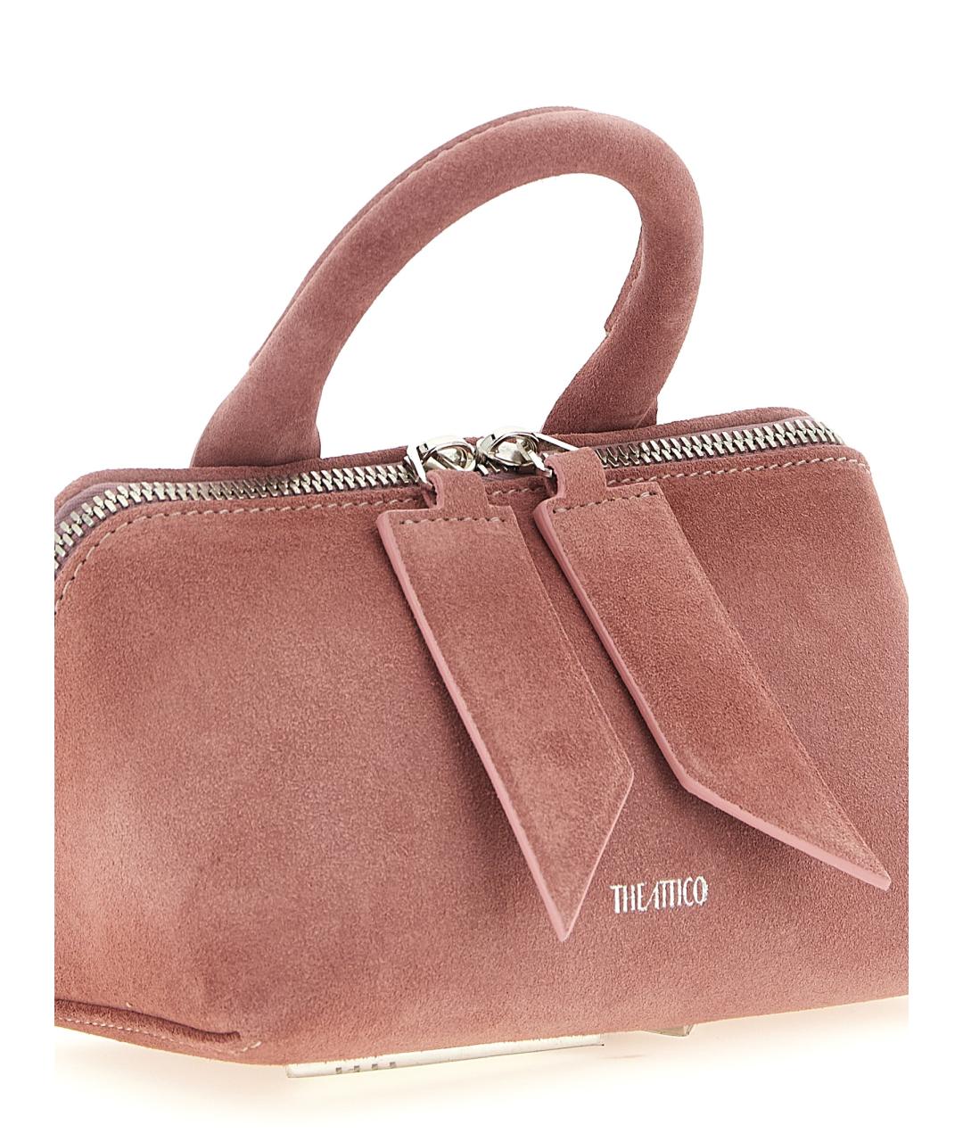 THE ATTICO Розовая замшевая сумка с короткими ручками, фото 2