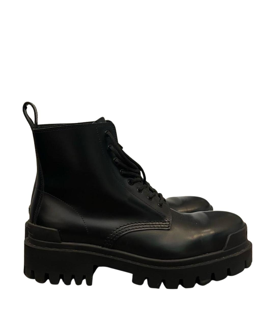 BALENCIAGA Черные кожаные высокие ботинки, фото 1