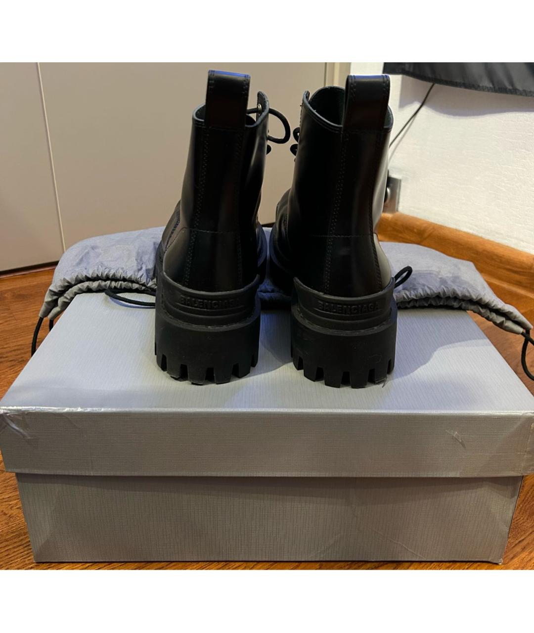 BALENCIAGA Черные кожаные высокие ботинки, фото 5