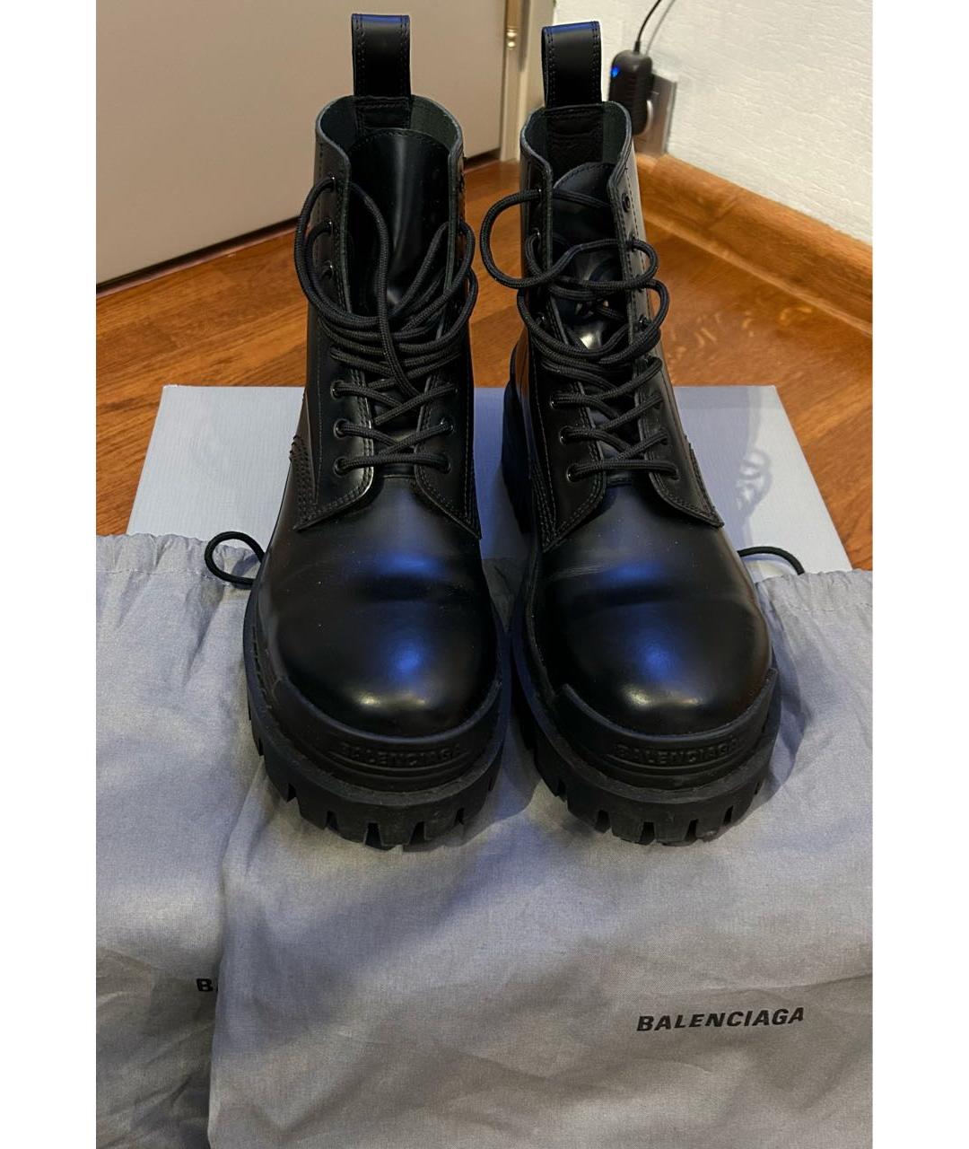 BALENCIAGA Черные кожаные высокие ботинки, фото 3