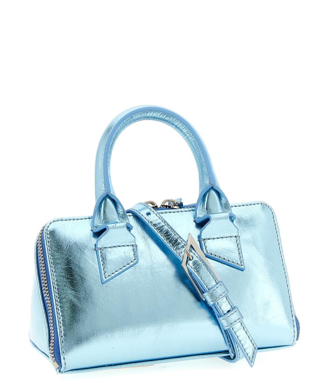 THE ATTICO Голубая кожаная сумка с короткими ручками, фото 2