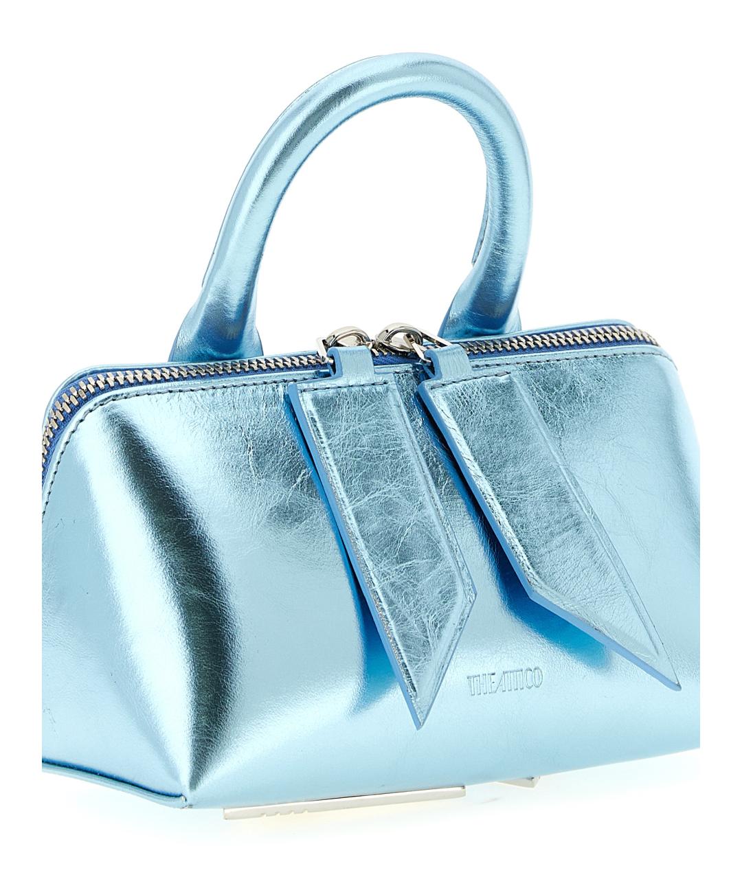 THE ATTICO Голубая кожаная сумка с короткими ручками, фото 3