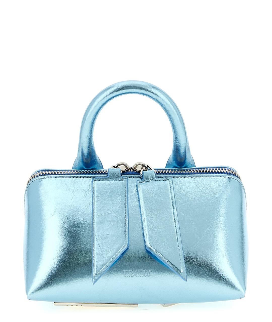 THE ATTICO Голубая кожаная сумка с короткими ручками, фото 1