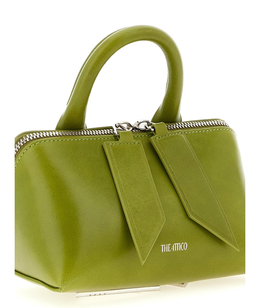 THE ATTICO Зеленая кожаная сумка с короткими ручками, фото 3