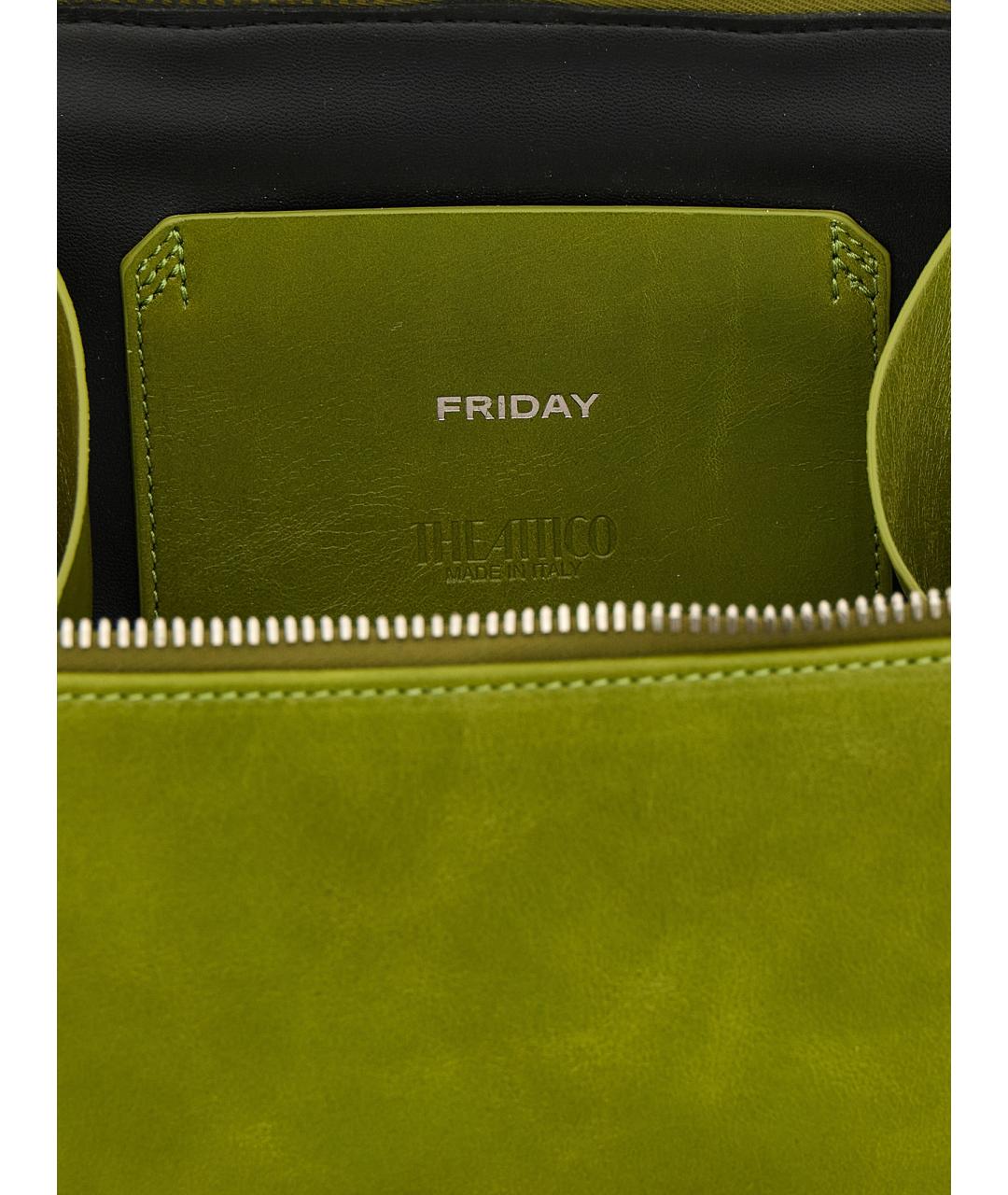 THE ATTICO Зеленая кожаная сумка с короткими ручками, фото 4