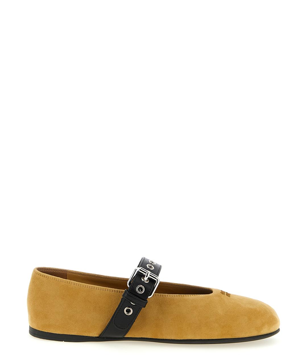 MIU MIU Бежевые кожаные балетки, фото 1