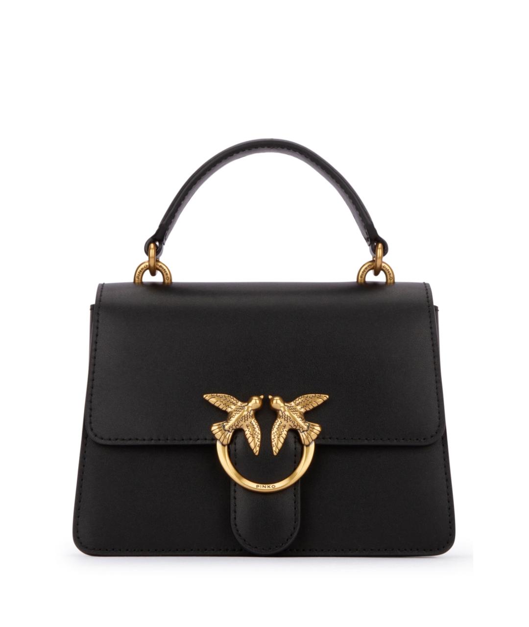 PINKO Черная кожаная сумка тоут, фото 1