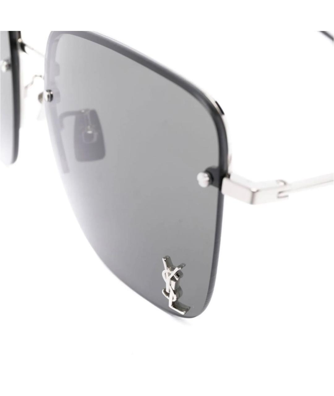 SAINT LAURENT Серебряные металлические солнцезащитные очки, фото 3
