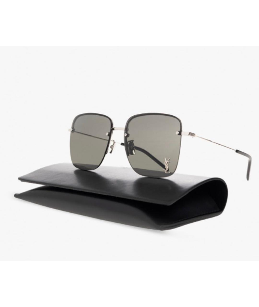 SAINT LAURENT Серебряные металлические солнцезащитные очки, фото 4