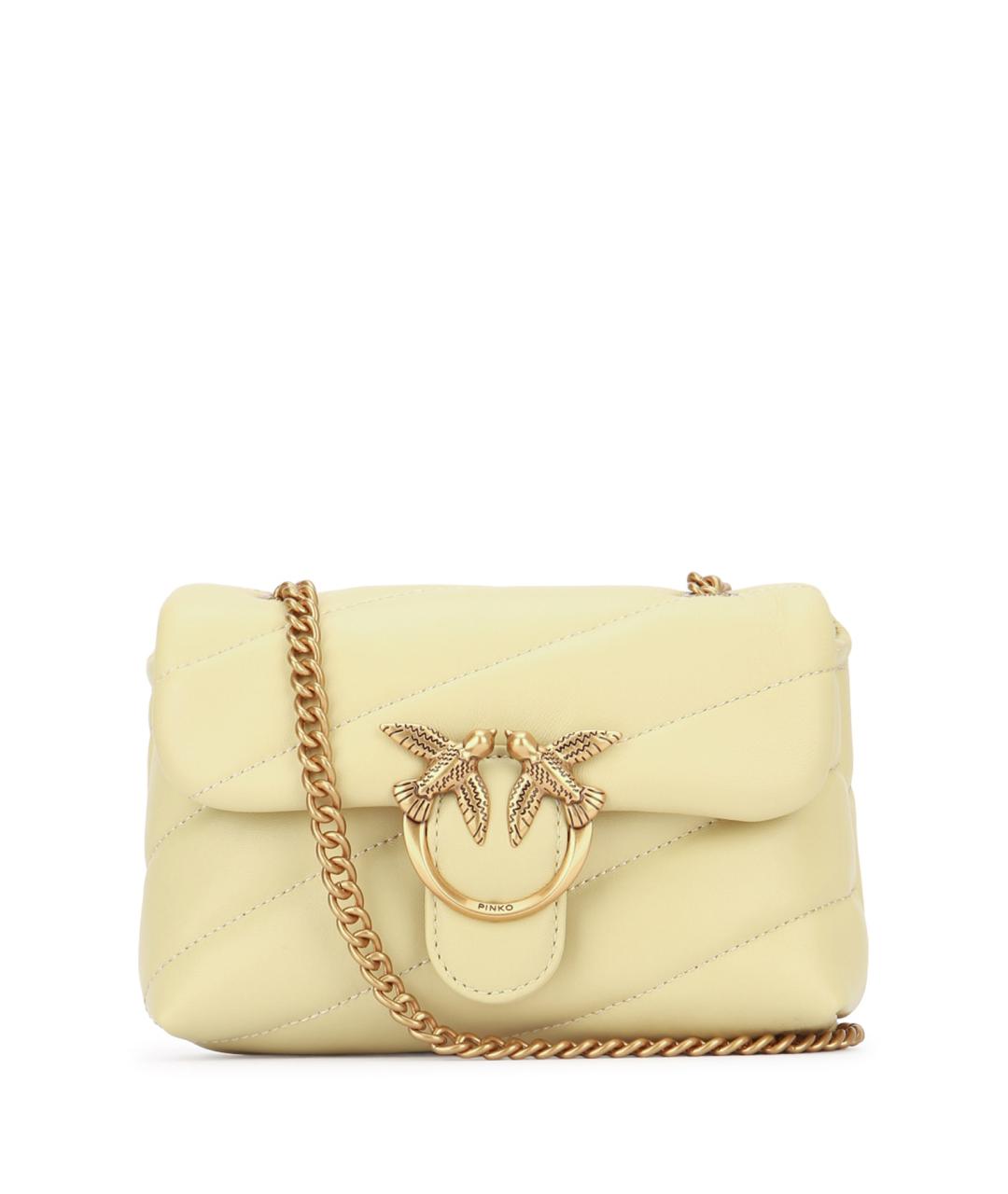 PINKO Желтая кожаная сумка через плечо, фото 1