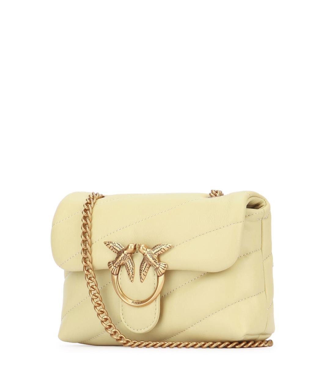 PINKO Желтая кожаная сумка через плечо, фото 2