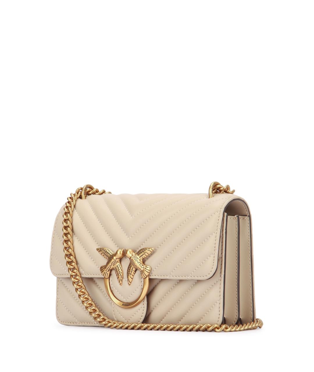 PINKO Бежевая кожаная сумка через плечо, фото 2