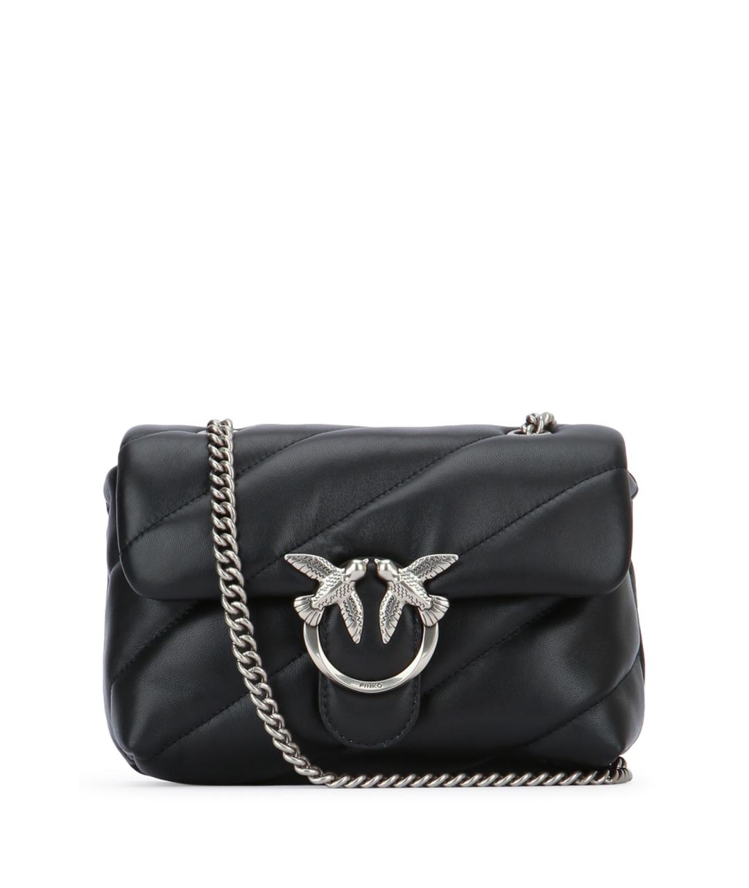 PINKO Черная кожаная сумка через плечо, фото 1