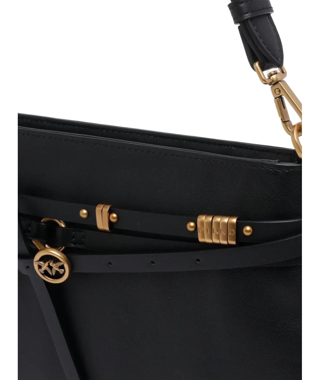 PINKO Черная кожаная сумка через плечо, фото 3