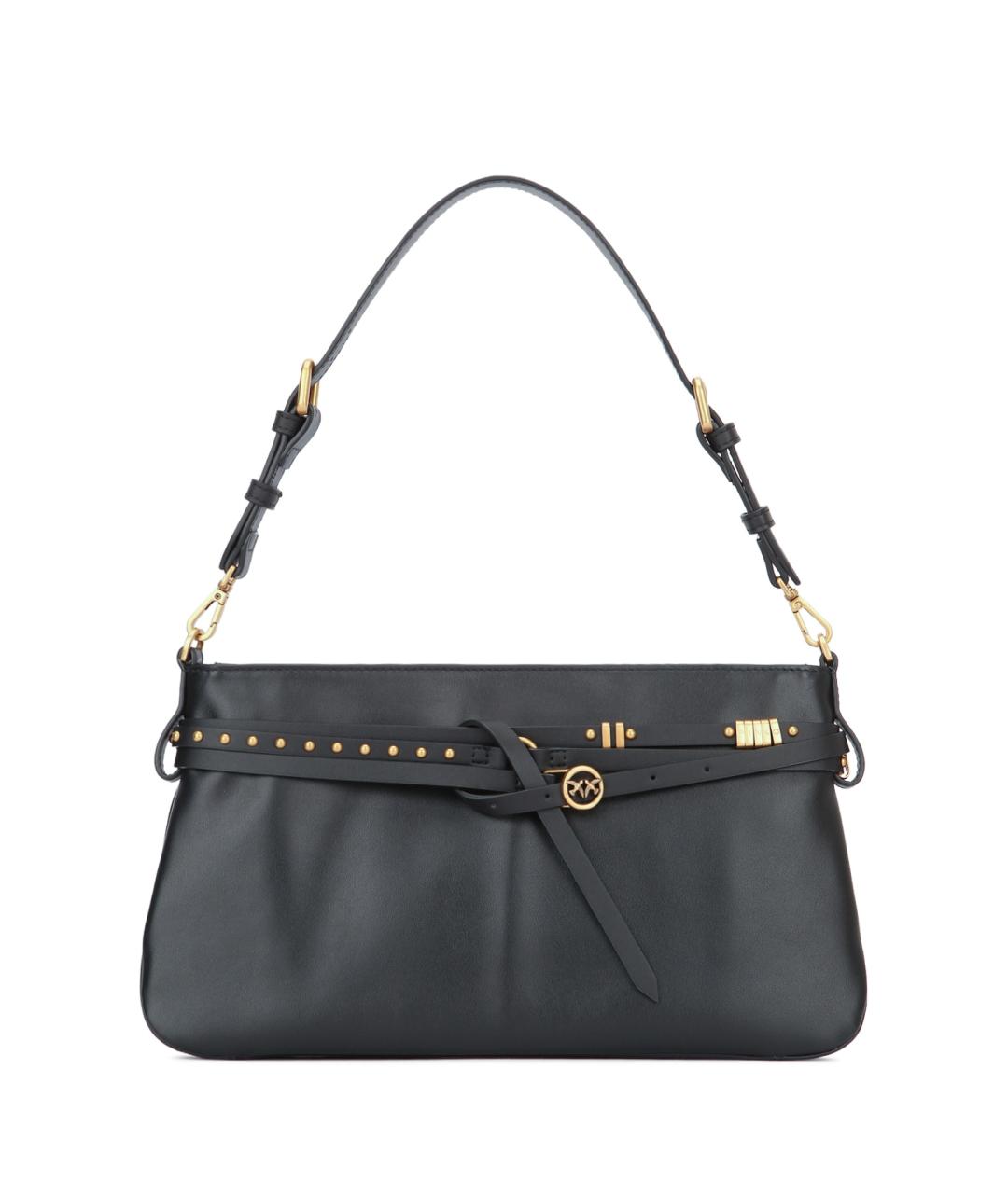 PINKO Черная кожаная сумка через плечо, фото 1