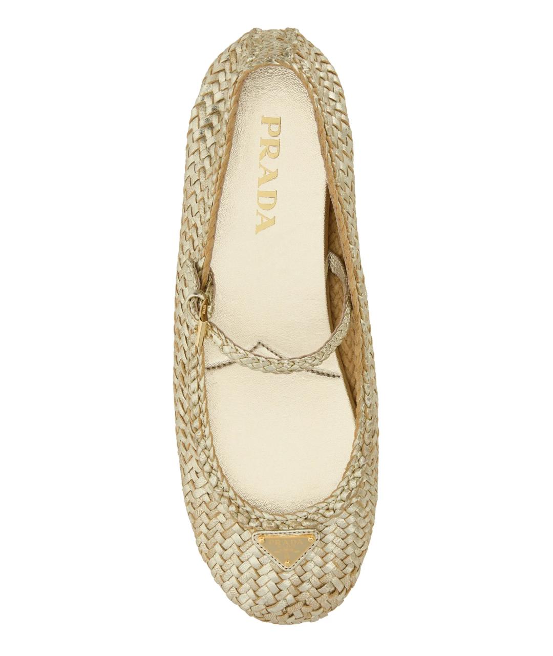 PRADA Золотые кожаные балетки, фото 4