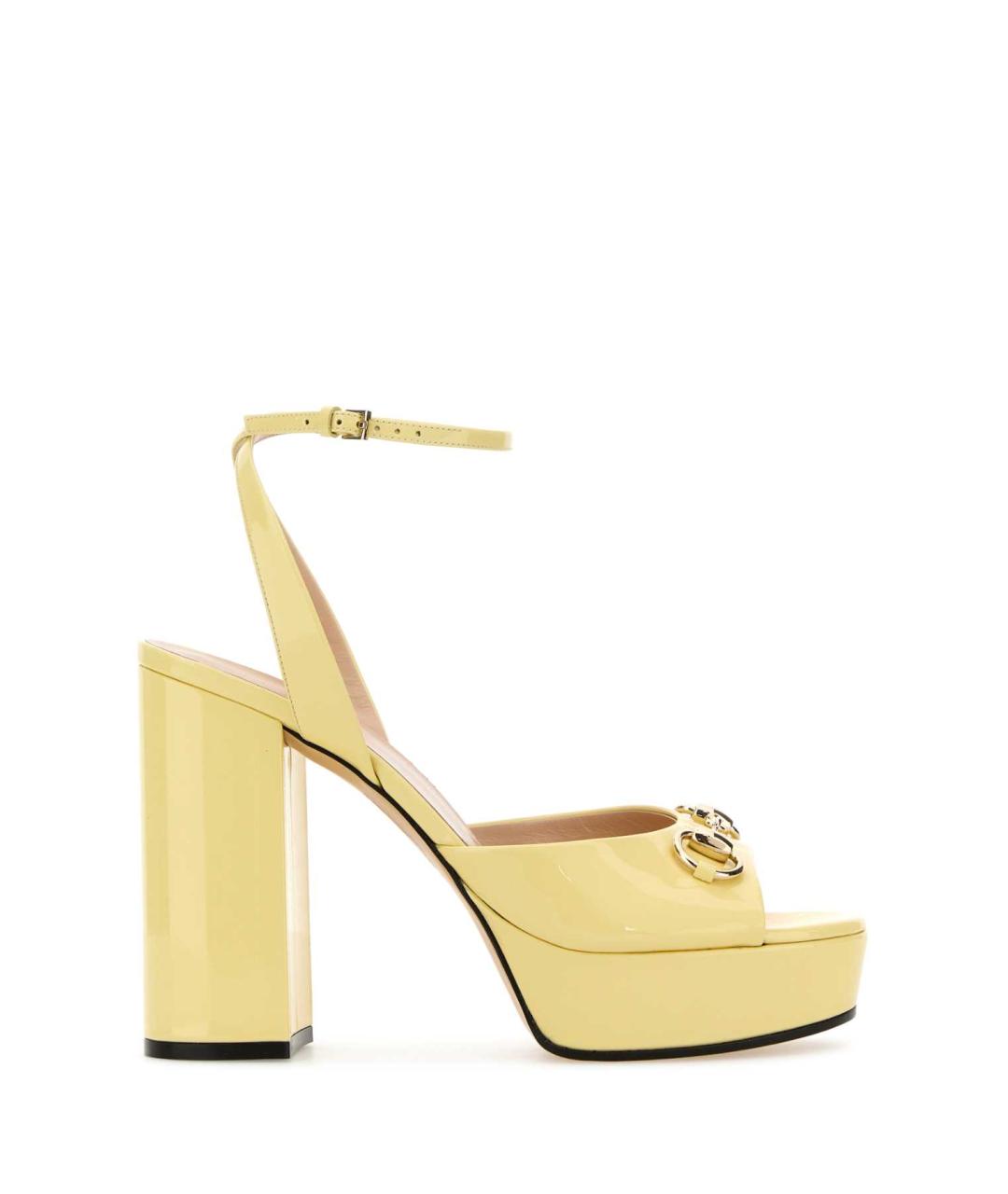 GUCCI Желтые кожаные босоножки, фото 1