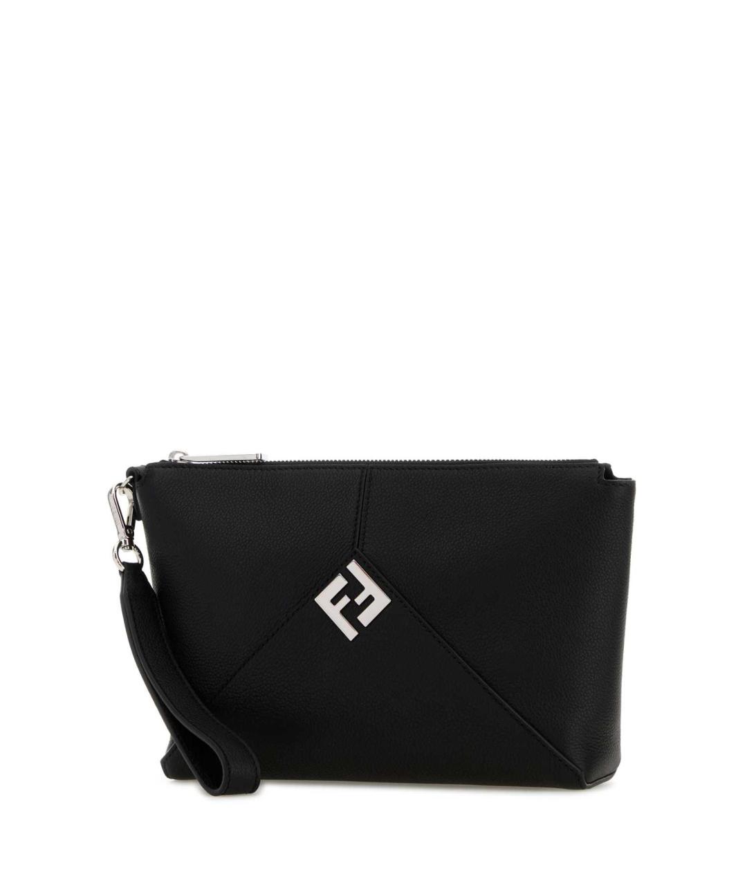 FENDI Черная кожаная барсетка, фото 2