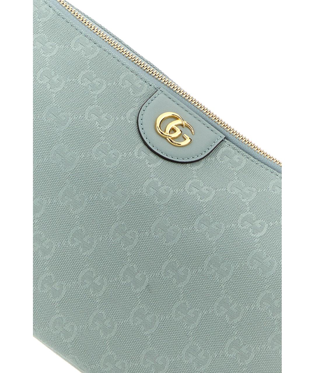 GUCCI Голубая тканевая сумка с короткими ручками, фото 4