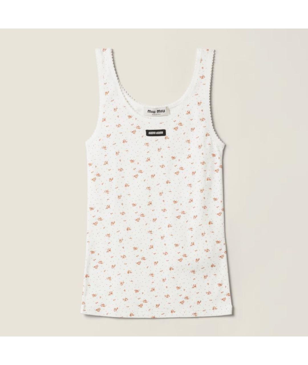 MIU MIU Белая хлопковая майка, фото 5