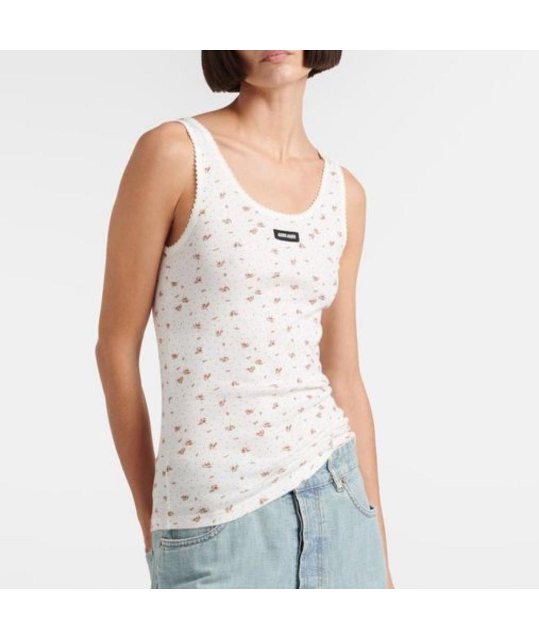 MIU MIU Белая хлопковая майка, фото 4