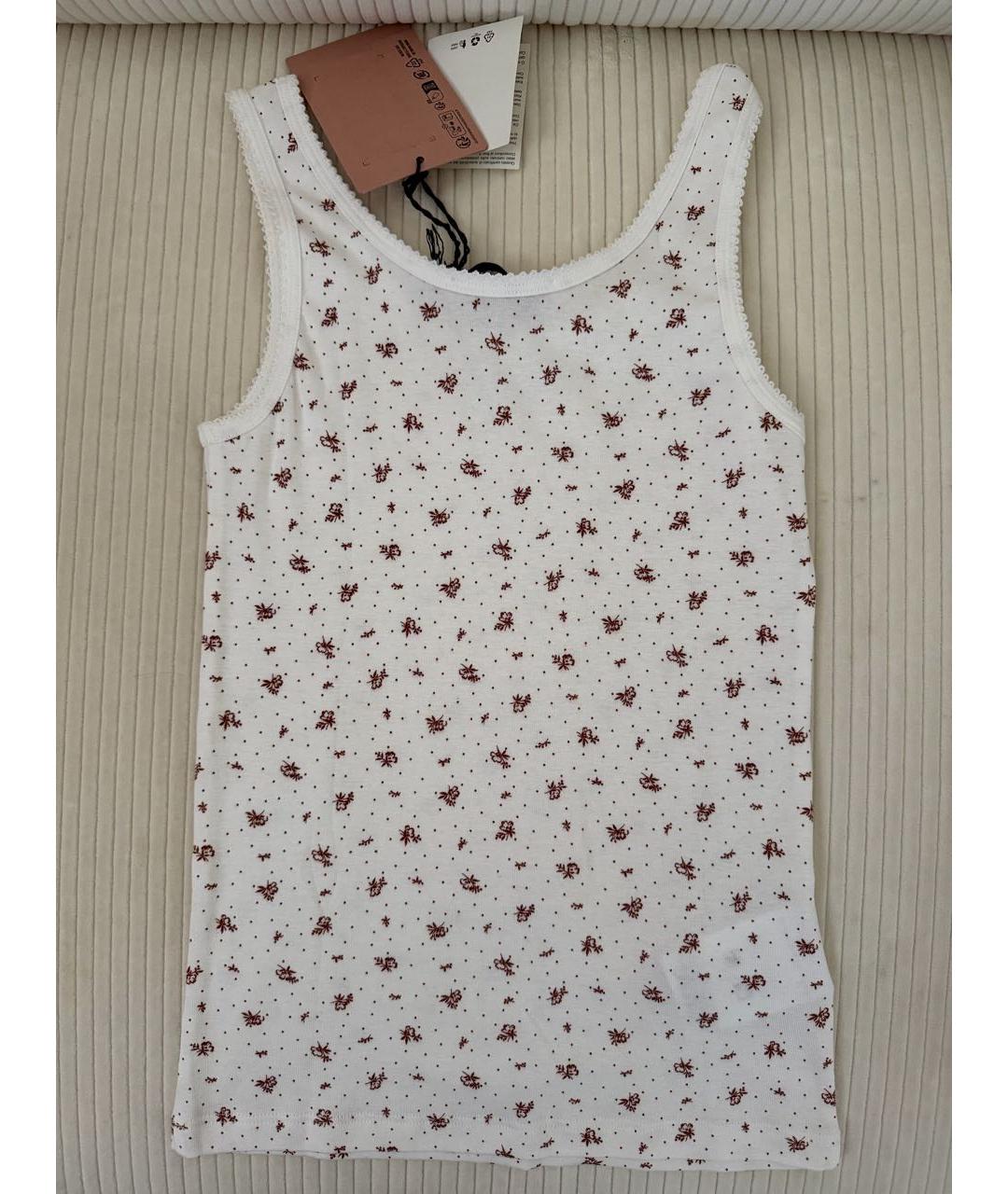 MIU MIU Белая хлопковая майка, фото 3