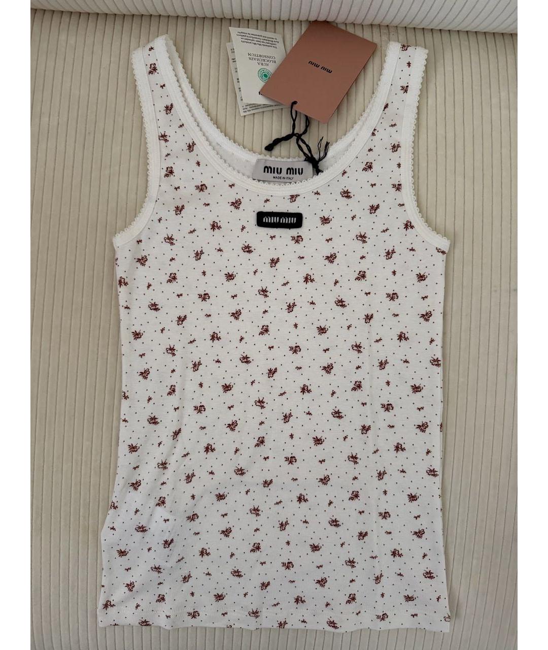 MIU MIU Белая хлопковая майка, фото 2