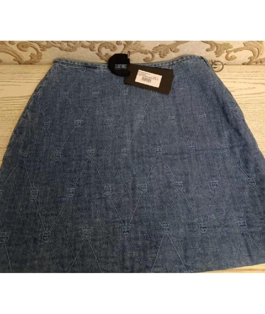 PINKO Синяя хлопковая юбка мини, фото 5