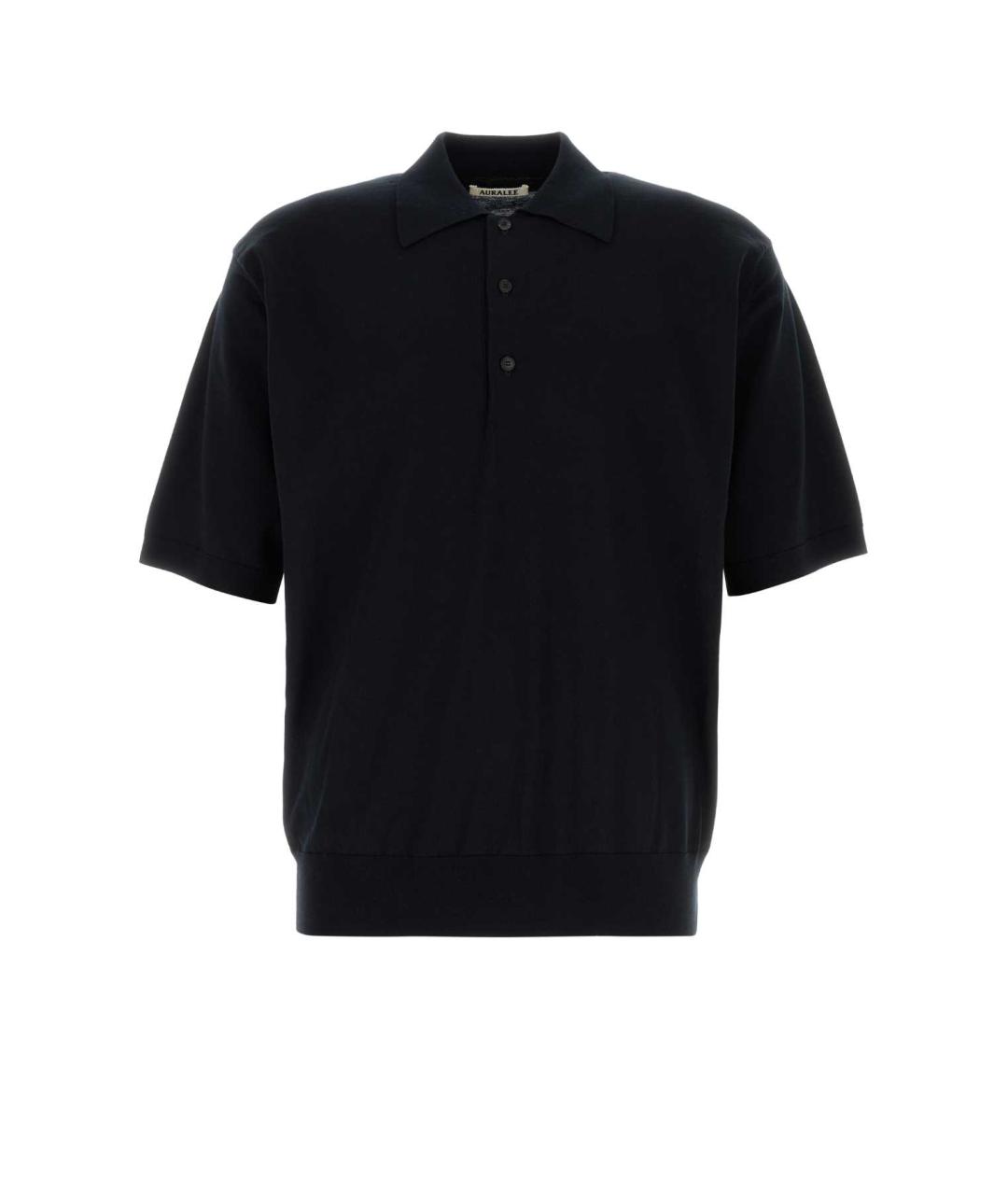 AURALEE Темно-синее хлопковое поло с коротким рукавом, фото 1