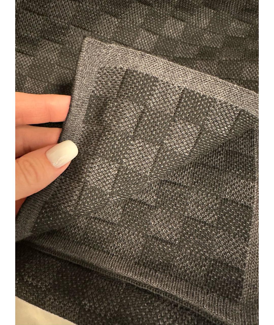 LOUIS VUITTON Антрацитовый шерстяной шарф, фото 2
