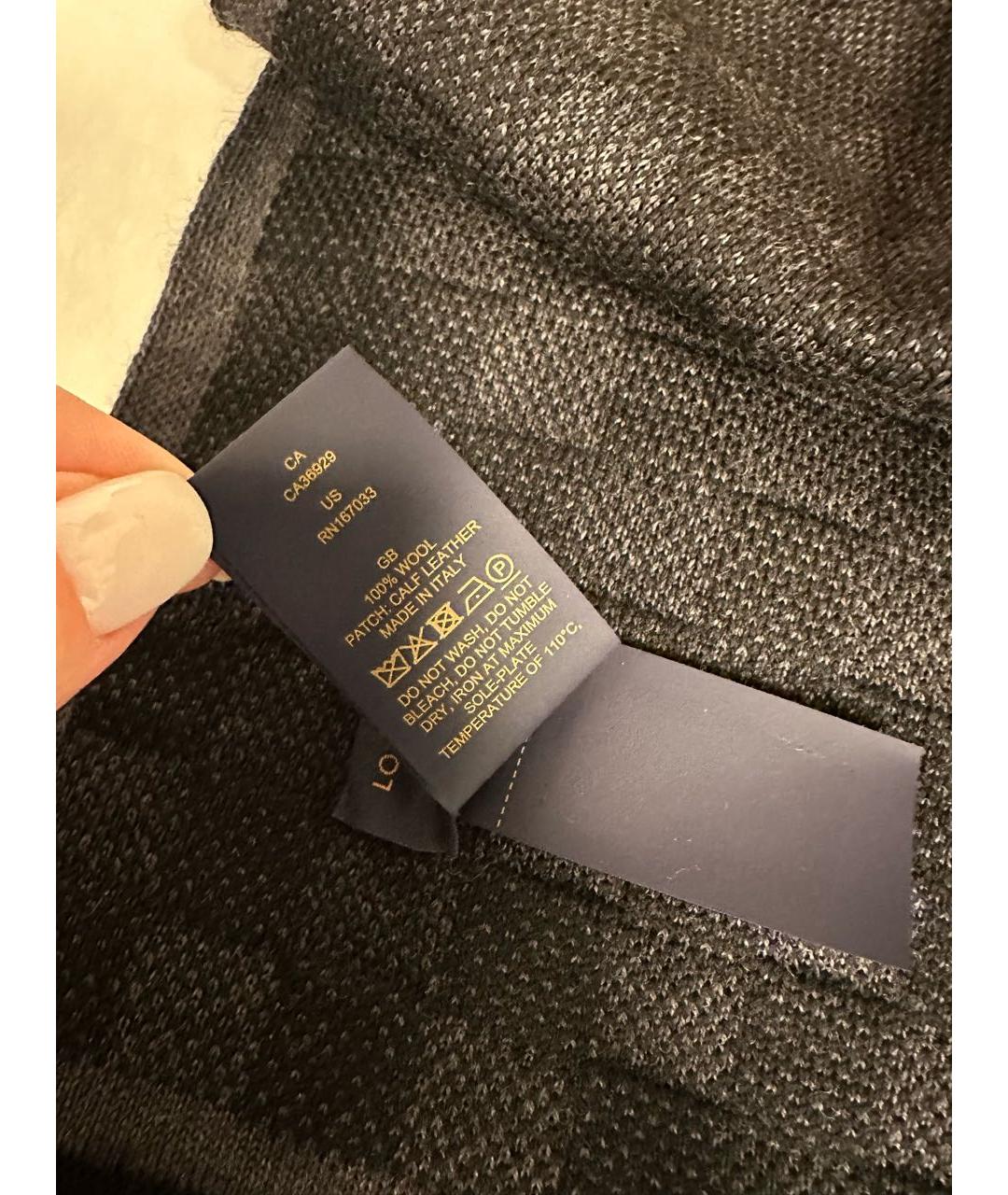 LOUIS VUITTON Антрацитовый шерстяной шарф, фото 5