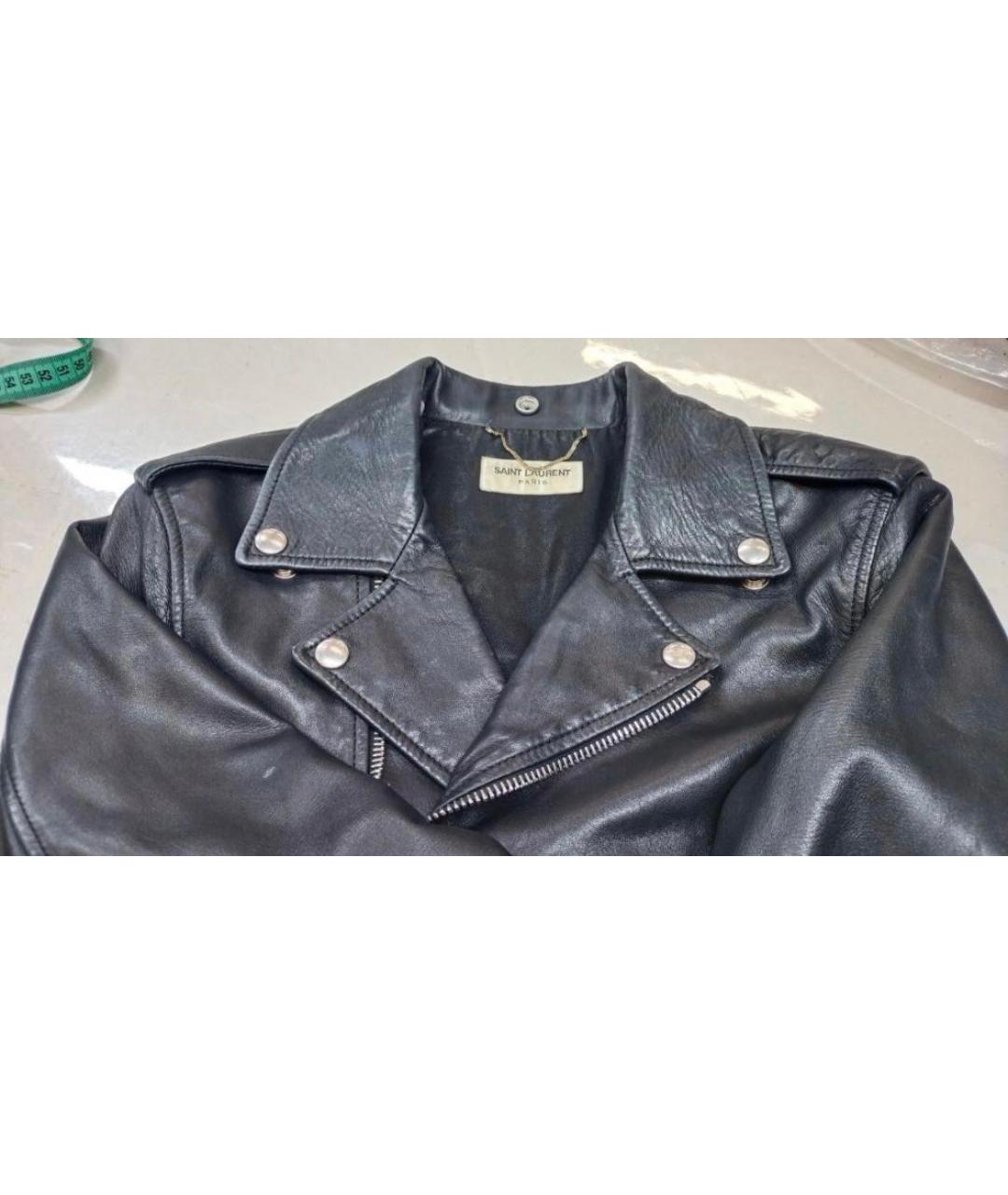 SAINT LAURENT Черная кожаная куртка, фото 4