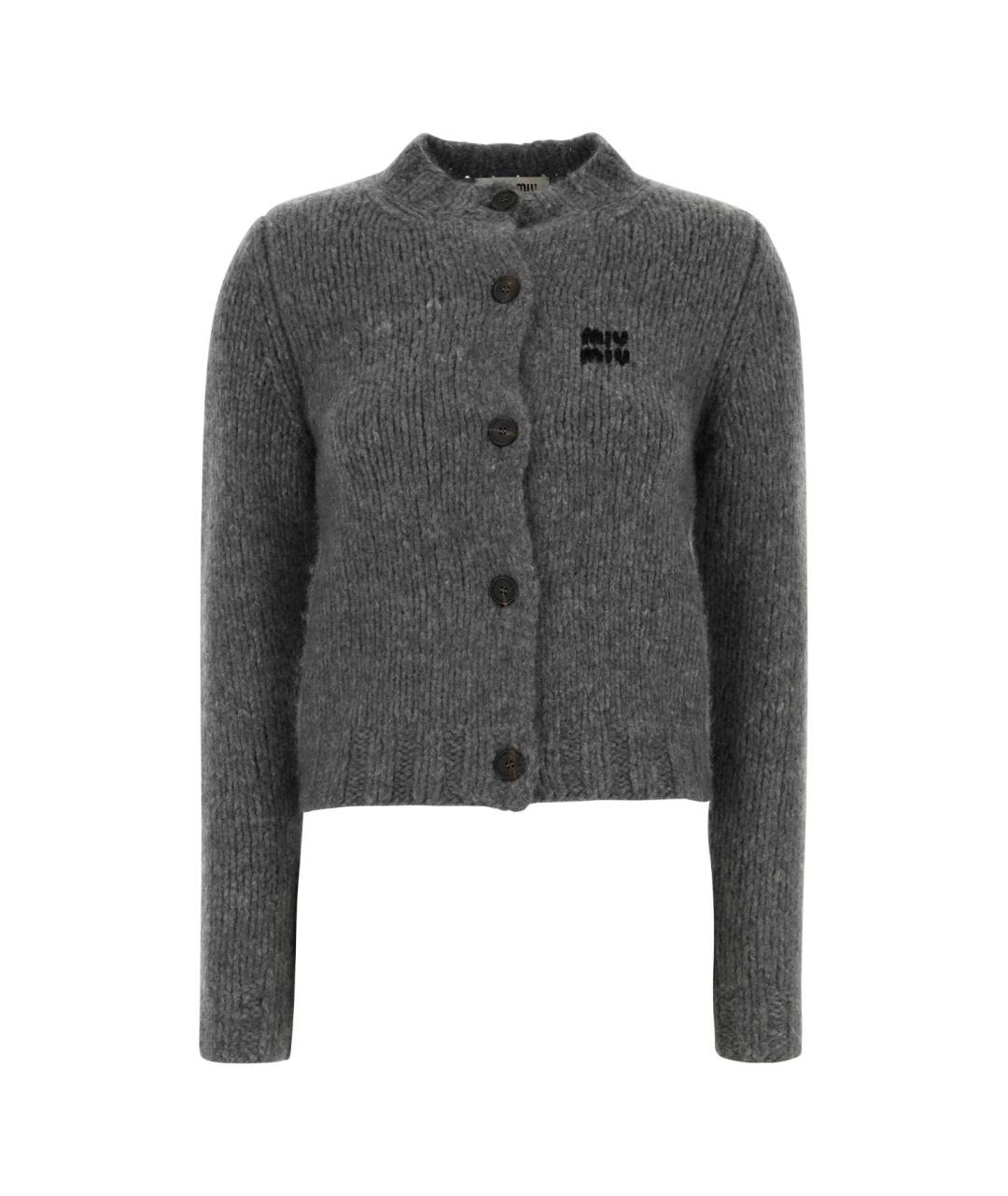 MIU MIU Серый кашемировый кардиган, фото 1