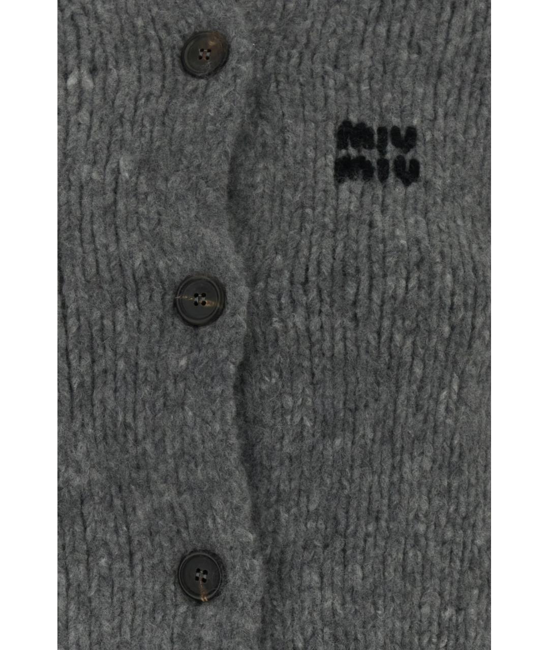 MIU MIU Серый кашемировый кардиган, фото 3