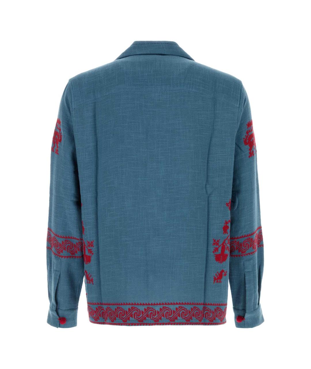 BAZISZT Голубая хлопковая кэжуал рубашка, фото 2