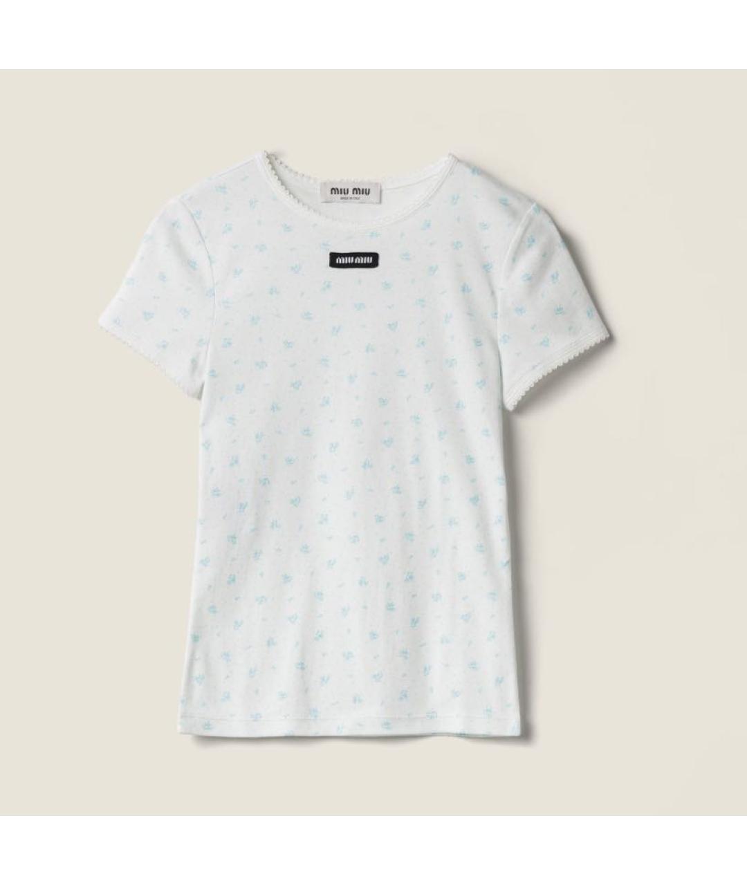 MIU MIU Белая хлопковая футболка, фото 5