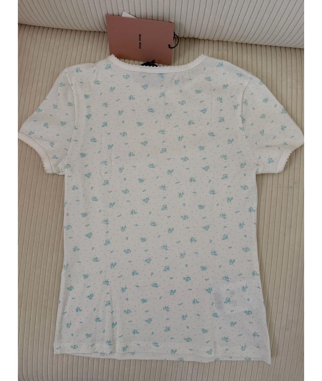 MIU MIU Белая хлопковая футболка, фото 3